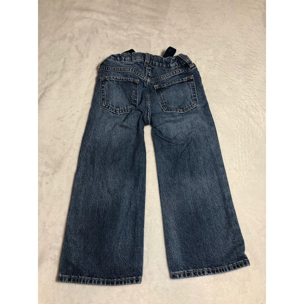 5/$25 Old Navy Baggy Wide Leg Jeans Blue Distressed High Rise Built-In Tough